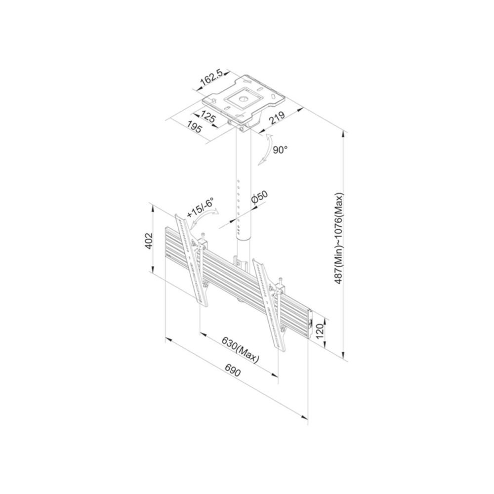 Neomounts PRO - NMPRO-CMB1 Menuboard Ceiling Mount 32"-75" - Single screen