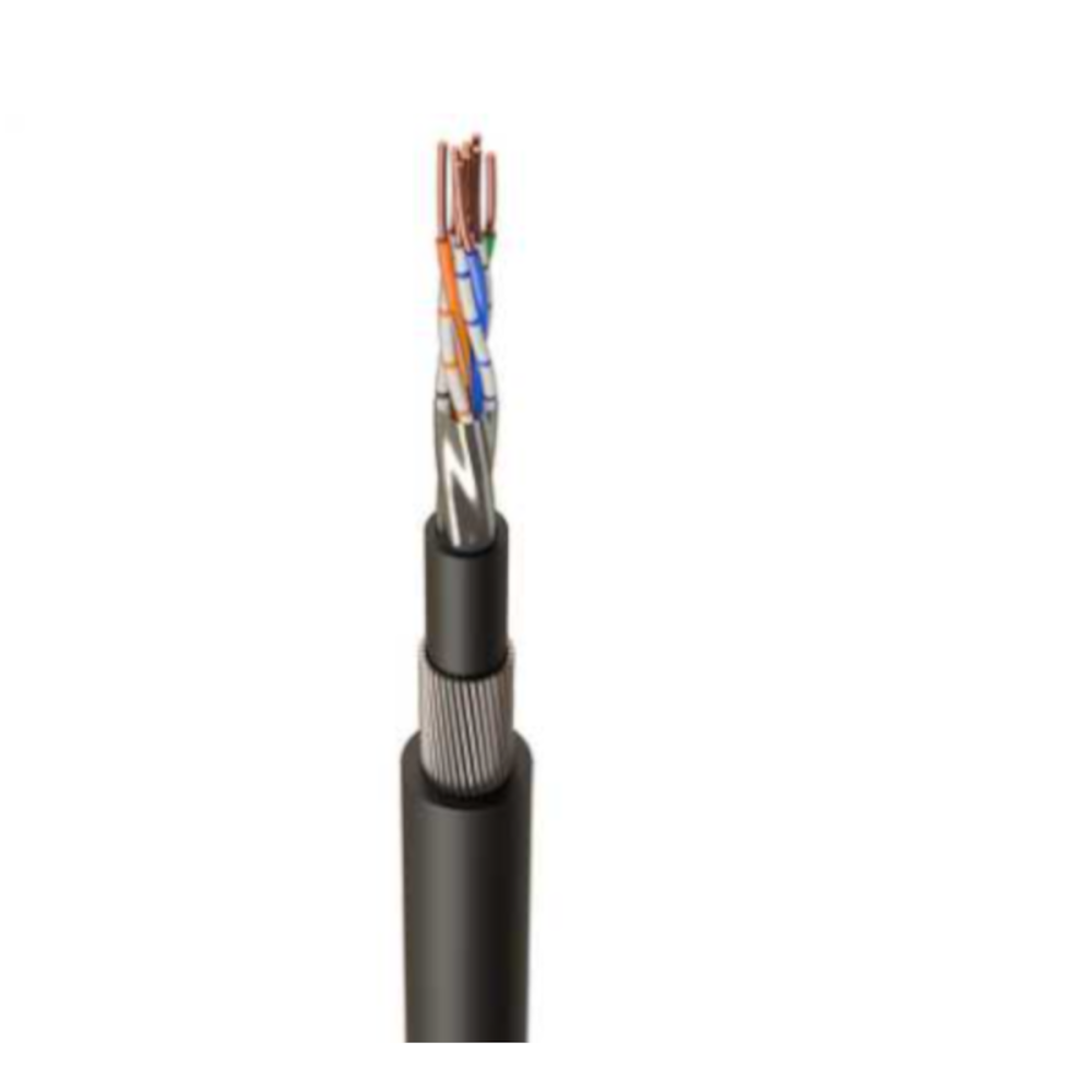 CAT5e Armoured LSZH burial / Duct grade solid copper based cable - Black