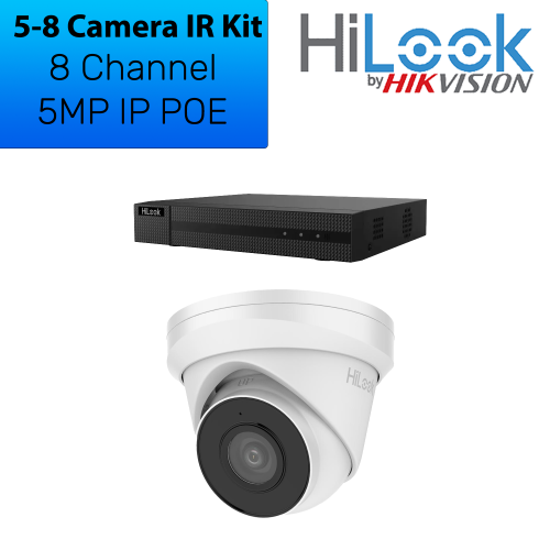 Hilook IP POE - 5-8 IR camera IP POE Kit - NVR-108MH-C/8P + IPC-T250H-MU