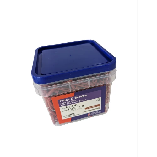 Red plugs and screws tub 500/500 (1000 piece total)